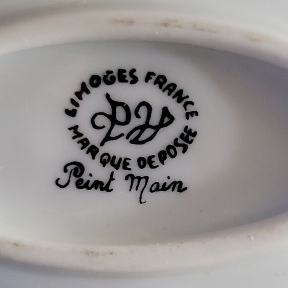 Vtg Limoges France Peint Main Porcelain Tureen Shape Limoges Box Purple Floral - Picture 9 of 9